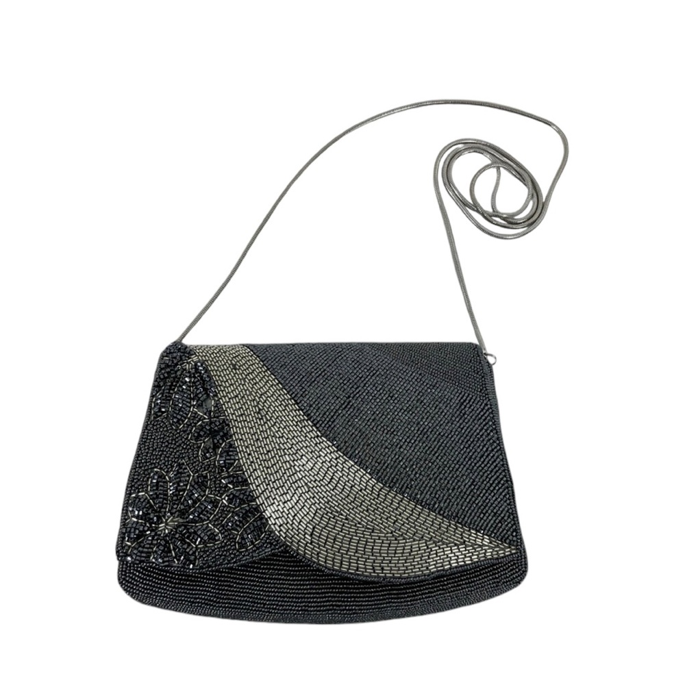 Vintage Delill Gray Beaded Evening Bag comes with Felt Dust Bag.